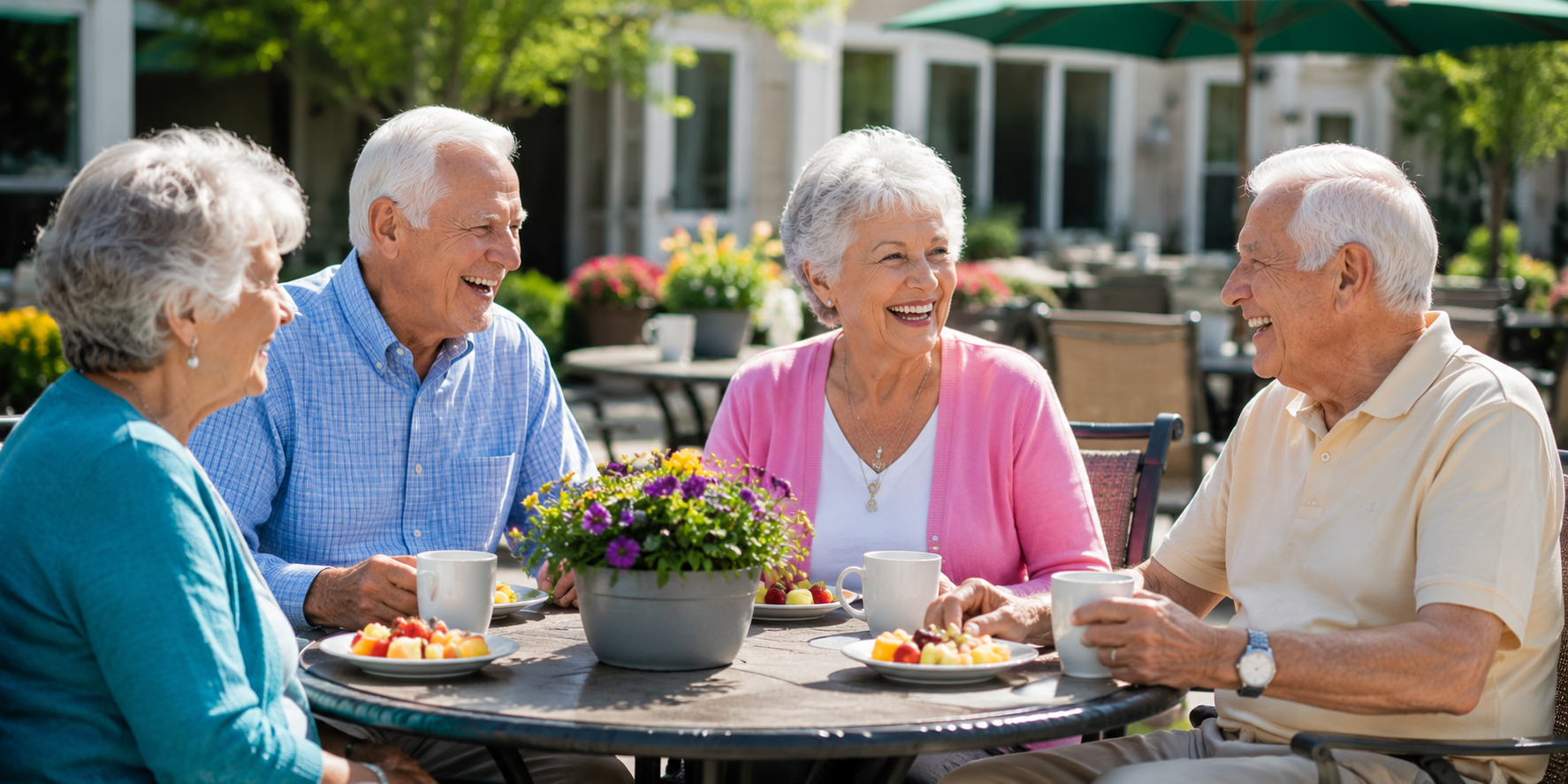 Seniors enjoying summer wellness and community at Colonial Village in Overland Park.